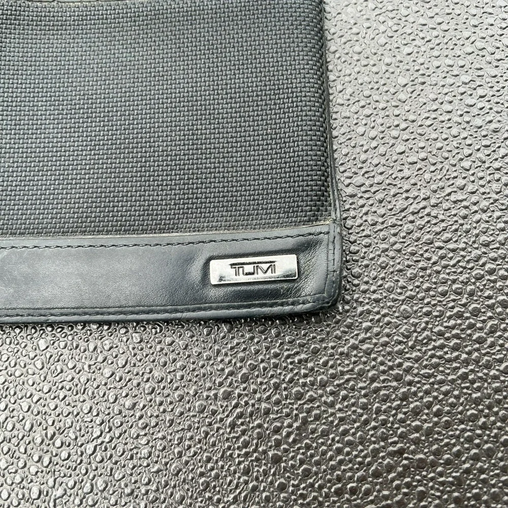 TUMI Black Ballistic Nylon Leather Double Billfold EDC Mens Wallet RFID Protect